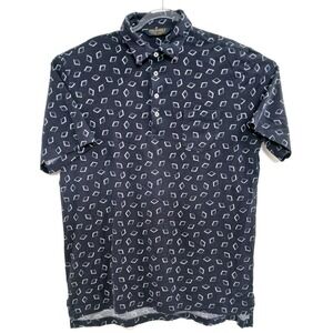 Polo Golf Ralph Lauren Shirt Mens Large Blue Pima Cotton Diamond Print Polo